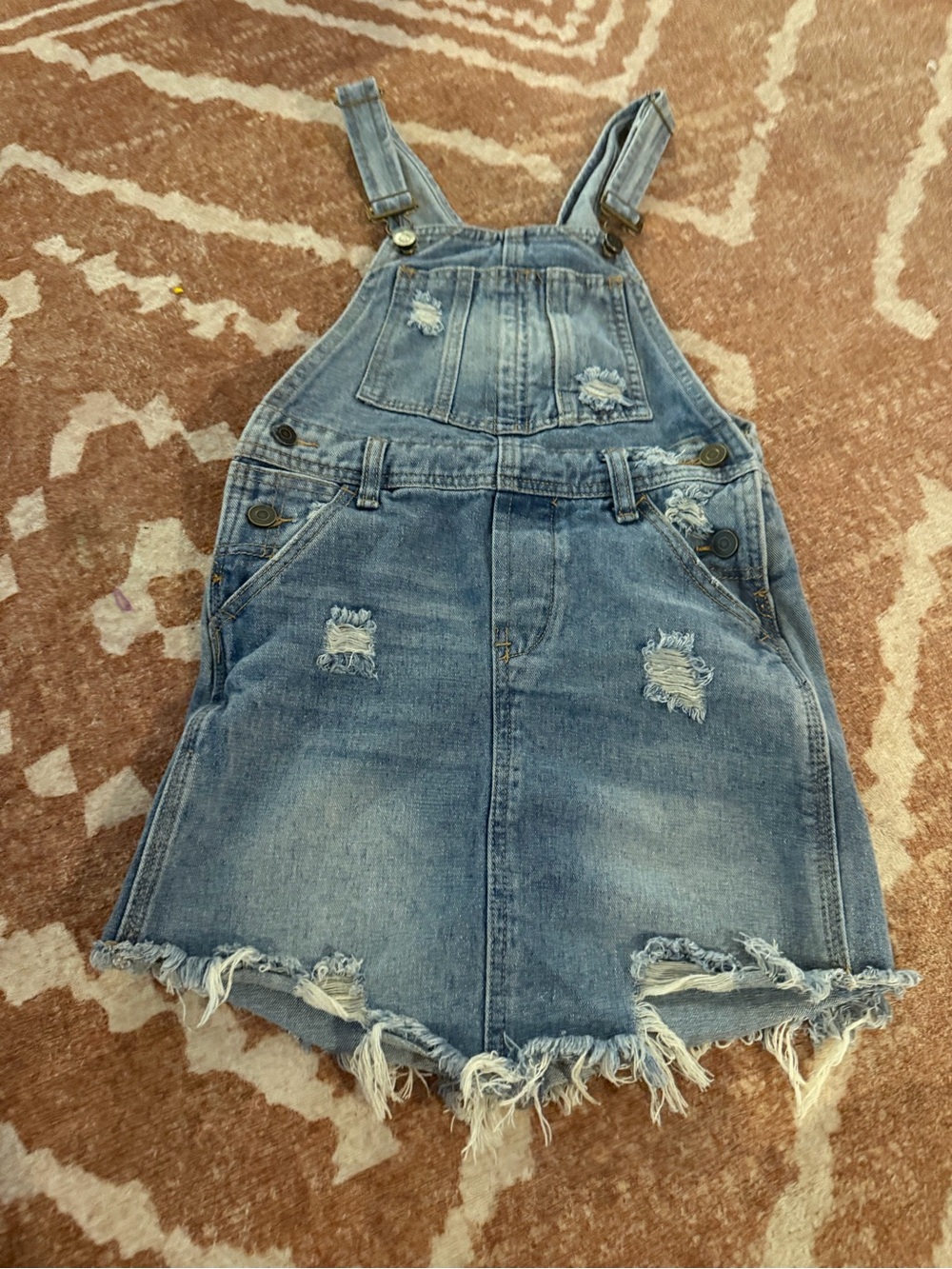 Chelsea & Violet Distressed Denim Overall Dress in Blue